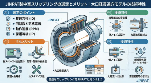 JINPAT製中空スリップリングの選定とメリット｜大口径貫通穴モデルの技術特性